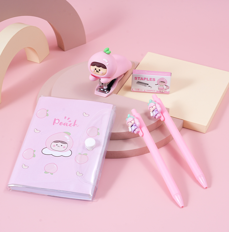 White Peach Stapler Stationery Set