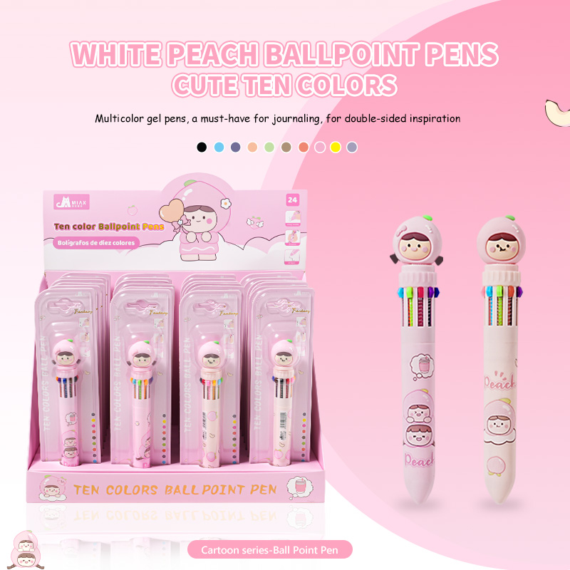 White peach multi-color pen