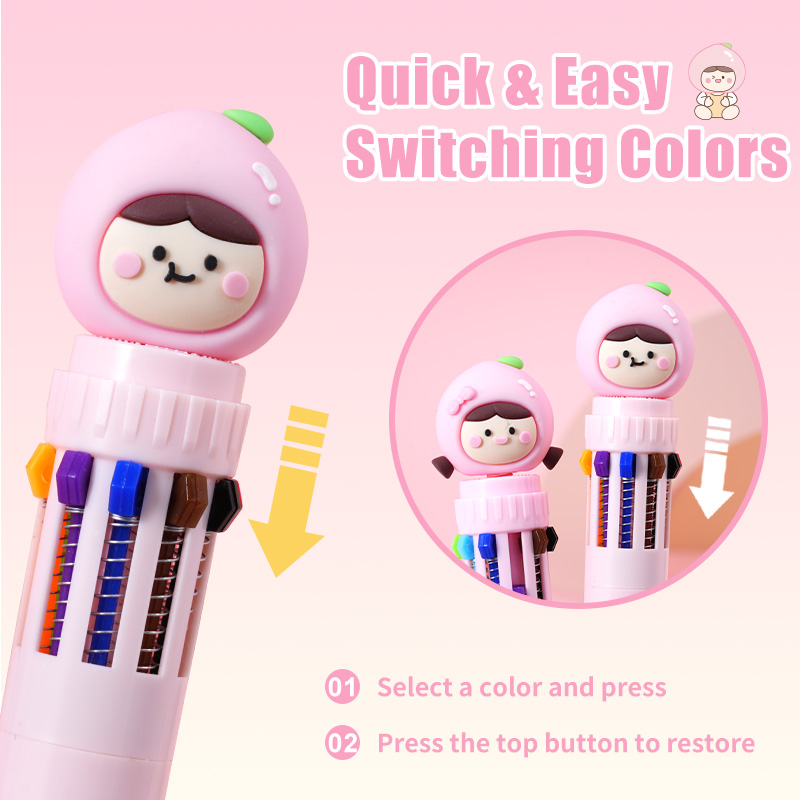 White peach multi-color pen