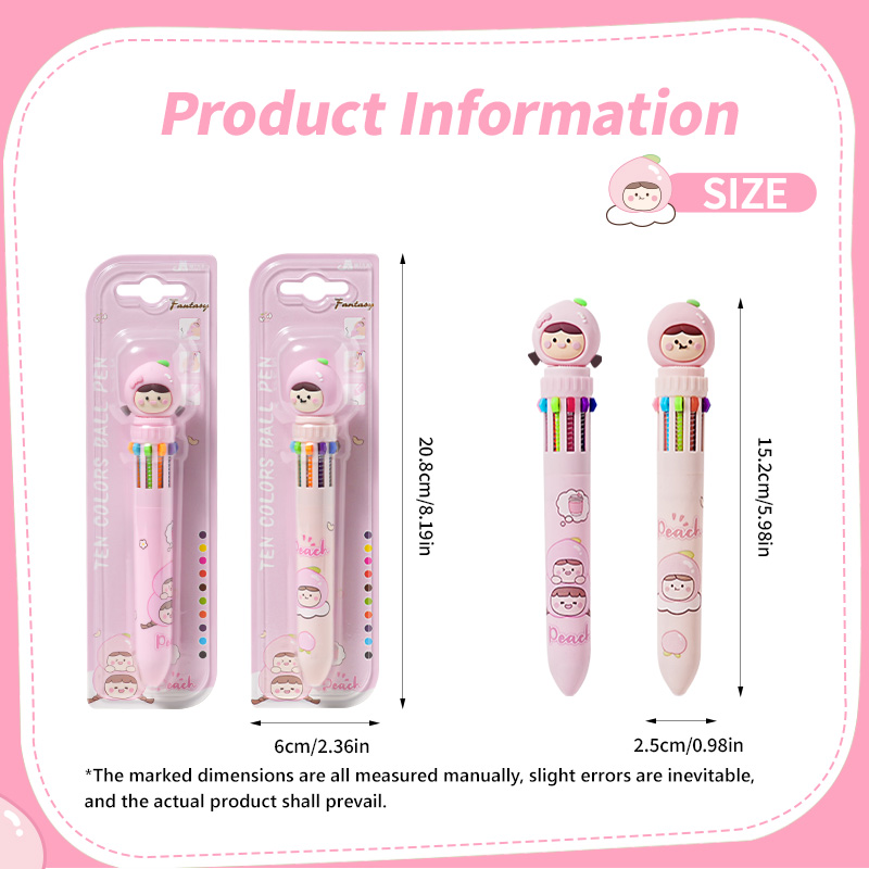 White peach multi-color pen