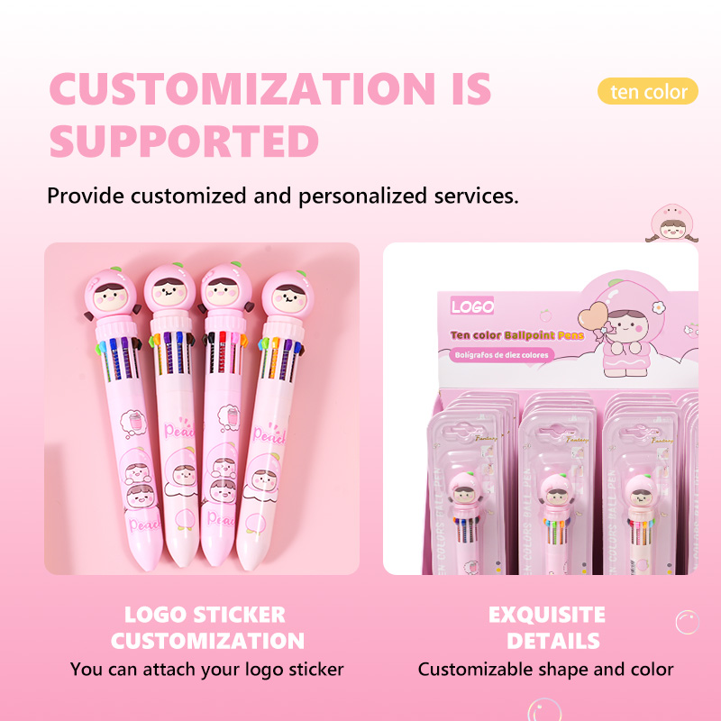 White peach multi-color pen