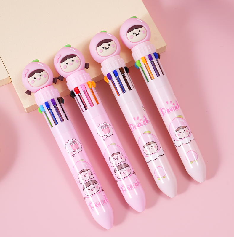 White peach multi-color pen