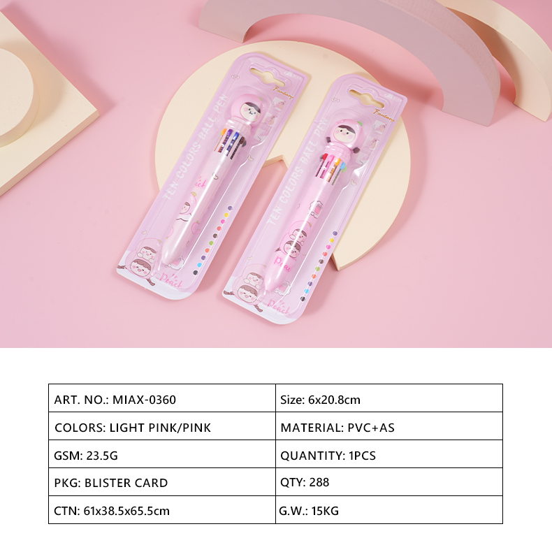 White peach multi-color pen