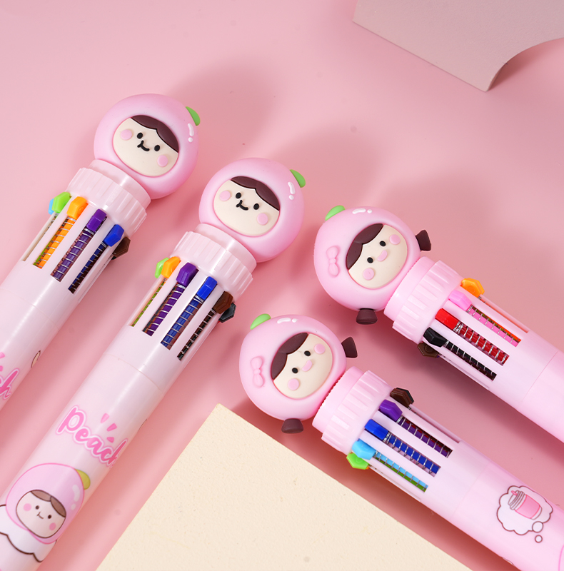 White peach multi-color pen