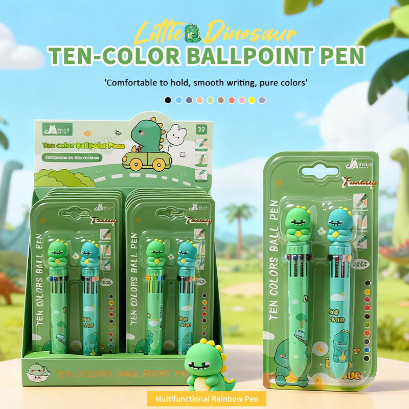 Small Dinosaur Colorful Pen Set （2 Pens in One Card Case）