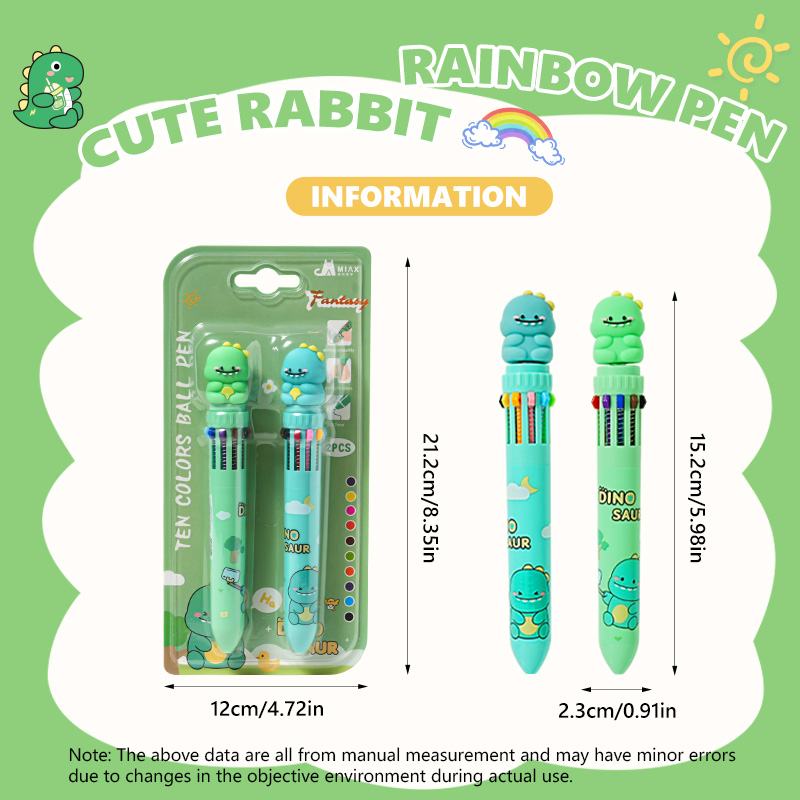 Small Dinosaur Colorful Pen Set （2 Pens in One Card Case）