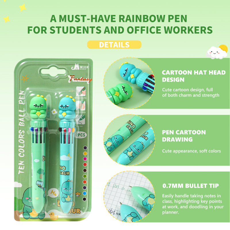 Small Dinosaur Colorful Pen Set （2 Pens in One Card Case）