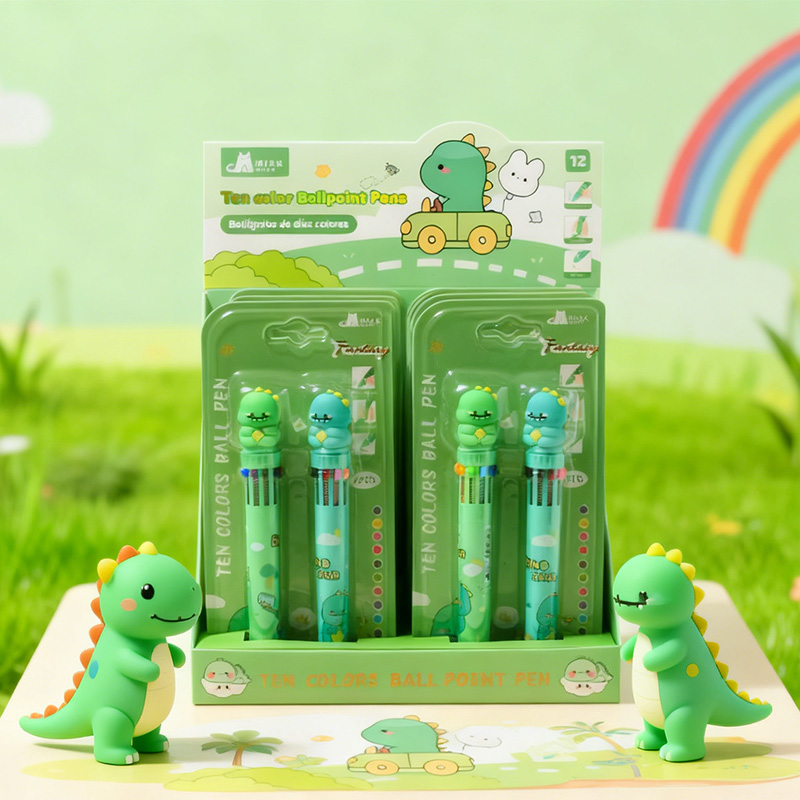 Small Dinosaur Colorful Pen Set （2 Pens in One Card Case）