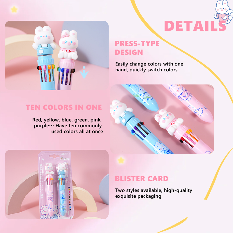 Little Rabbit Ten Color Pens Double Card Set