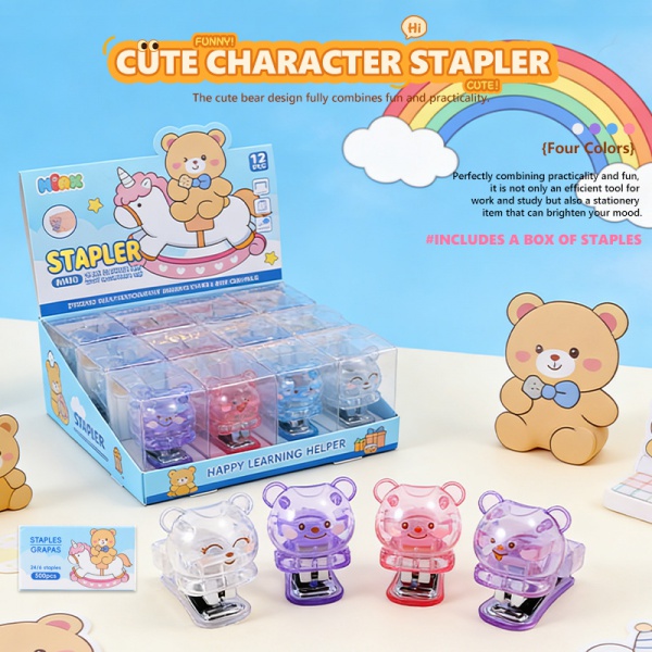 Transparent bear stapler + 500 staples