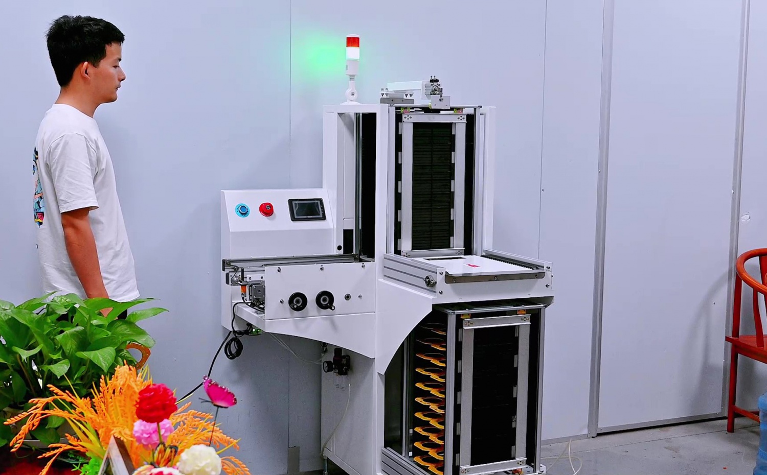 合瑞科技L型全自动收板机smt小型下料机料框接板机转角下板机厂家