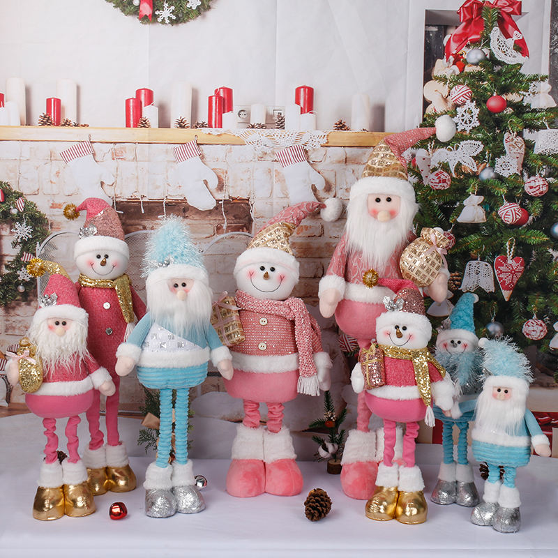 环保热伸缩圣诞圣诞老人/雪人娃娃站立Navidad雕像圣诞礼物