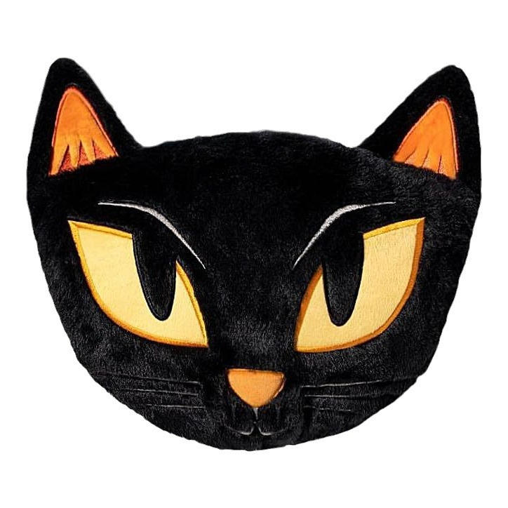 热销毛绒玩具猫枕靠垫柔软卡通黑猫毛绒枕头动物毛绒玩具儿童陪伴