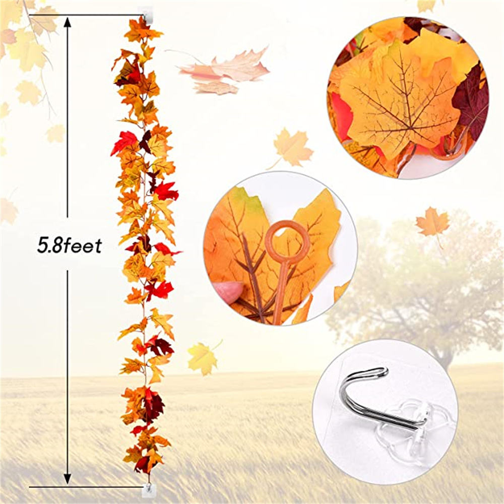 秋季枫叶花环人工秋叶为感恩节万圣节圣诞派对装饰