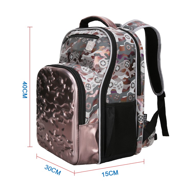 METALIC PRINTING KIDS SCHOOL BACKPACK WITH EVA MOULD