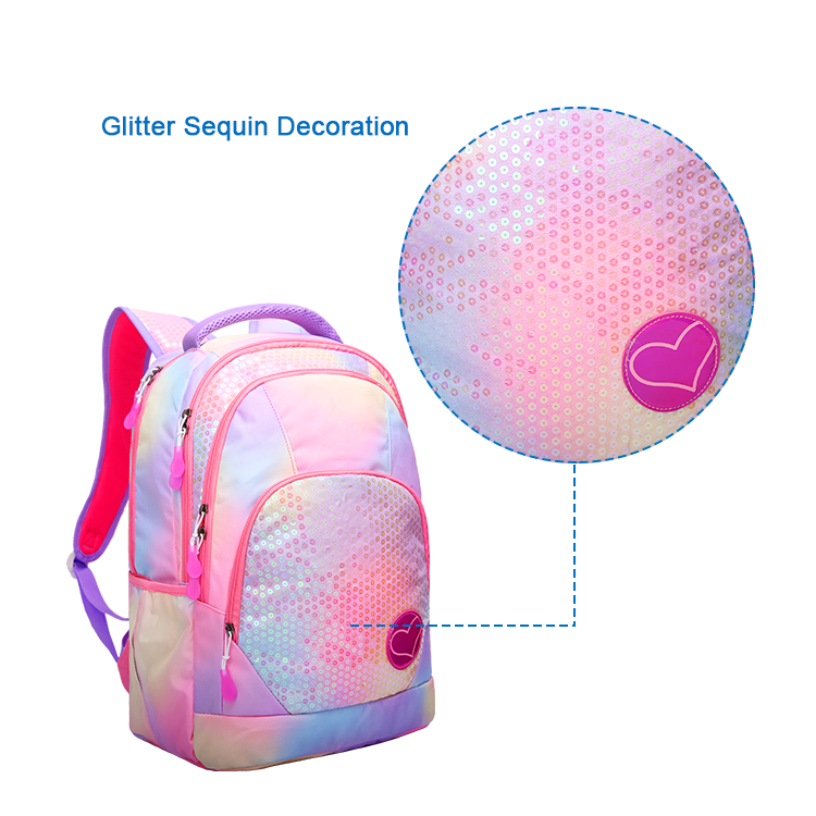 PINK SEQUIN FABRIC KIDS BACKPACK FOR GIRLS