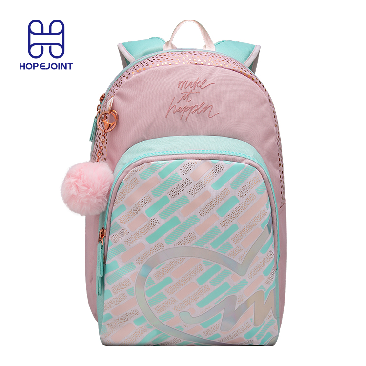 KIDS BACK TO SCHOOL BACKPACK WITH PUFFY BALL FOR GIRLS