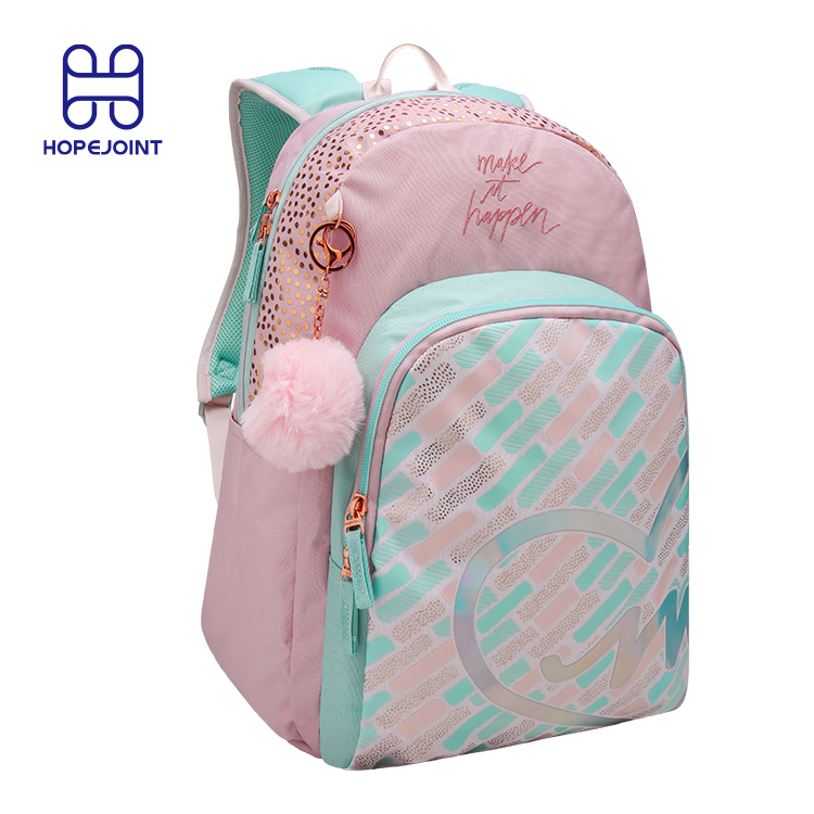 KIDS BACK TO SCHOOL BACKPACK WITH PUFFY BALL FOR GIRLS