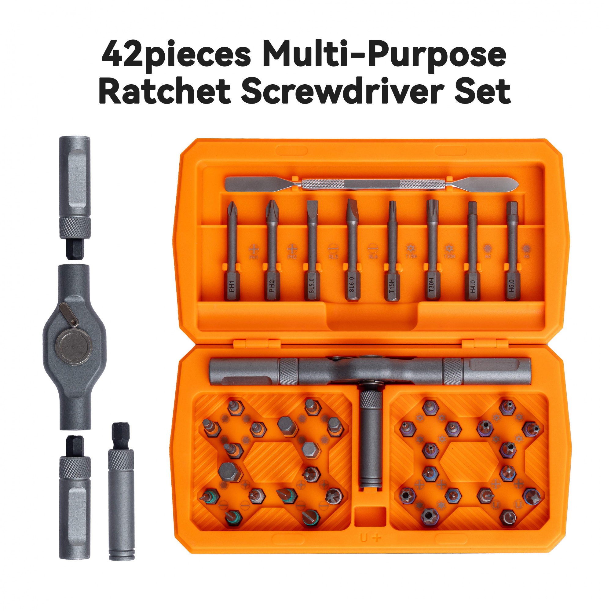 2025 new model 42 in 1 magnetic screwdriver set, DIY ratchet screwdriver set, multi position magnetic drive set with detachable ratchet handle, portable compact repair kit