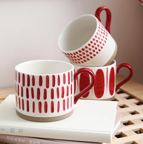 Red striped mug ceramic cup