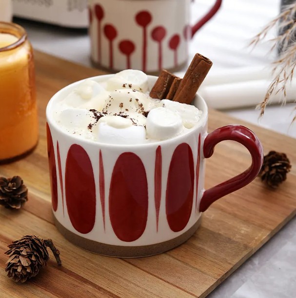 Red striped mug ceramic cup