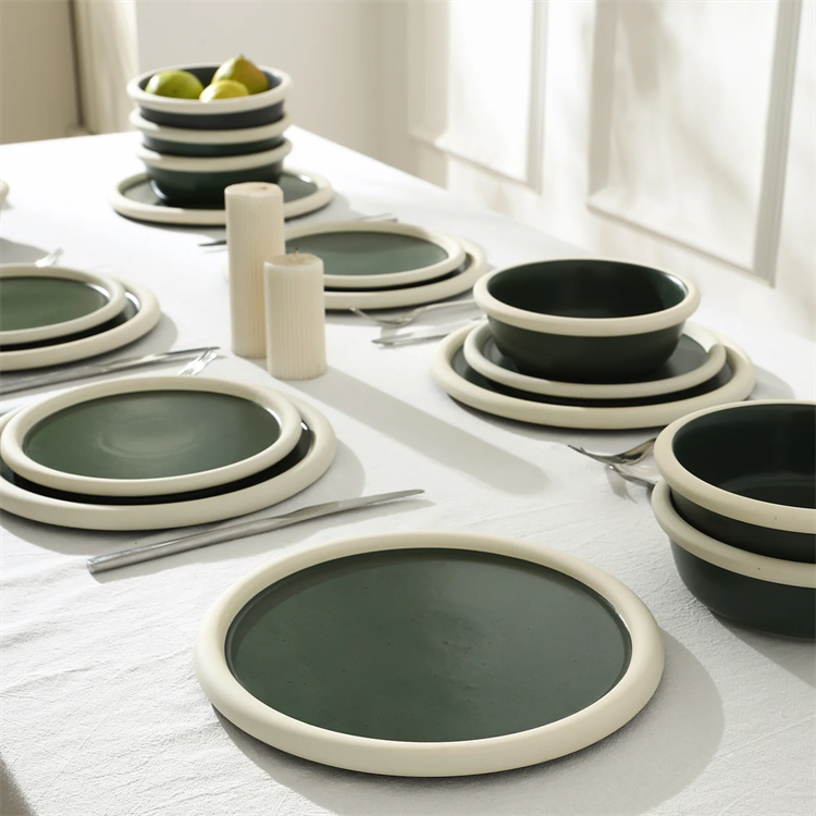 Black and white ceramic dinner plate set series