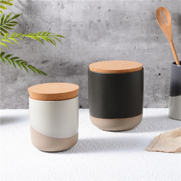 Black and white ceramic sealed jar