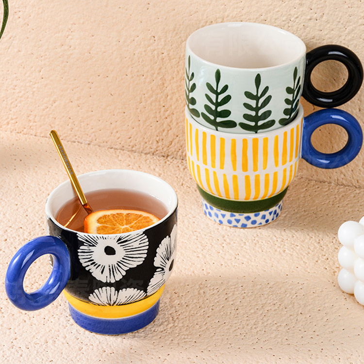 Hand-painted mug with a smooth handle
