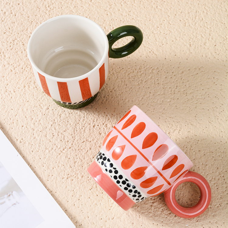 Hand-painted mug with a smooth handle