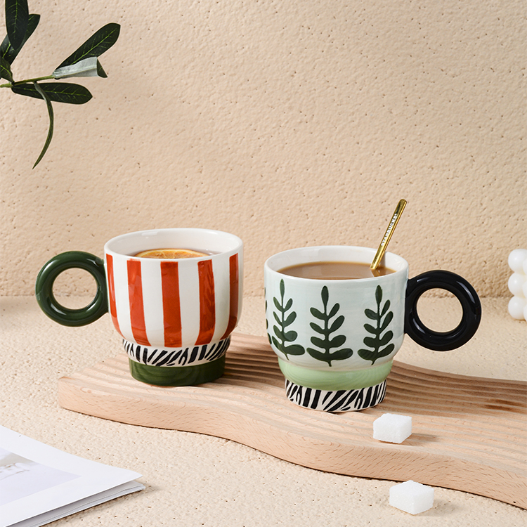 Hand-painted mug with a smooth handle