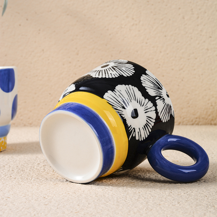 Hand-painted mug with a smooth handle