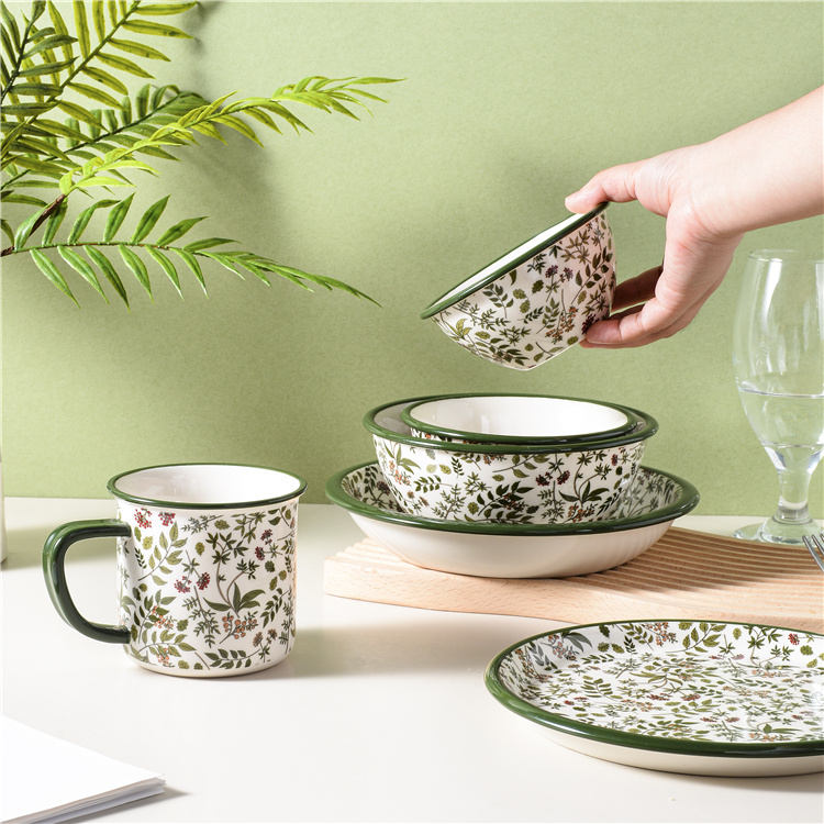 Green Floral Ceramic Tableware Set series