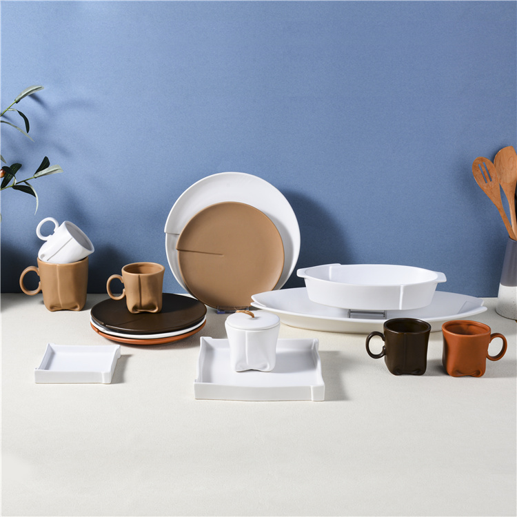 Multi-color ceramic tableware set