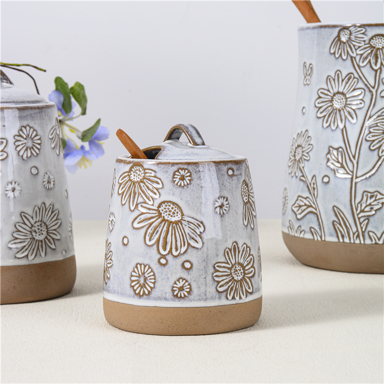 Relief patterned tableware series made of ceramic