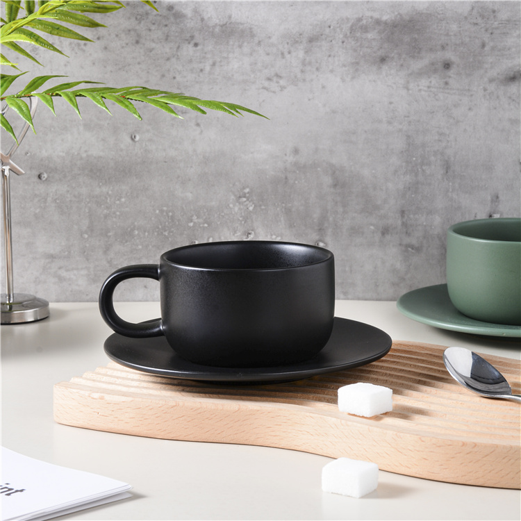 Black and green coffee cup and saucer set series