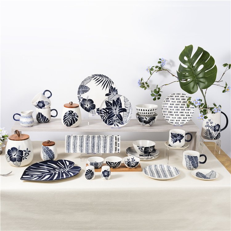Blue ceramic tableware set series