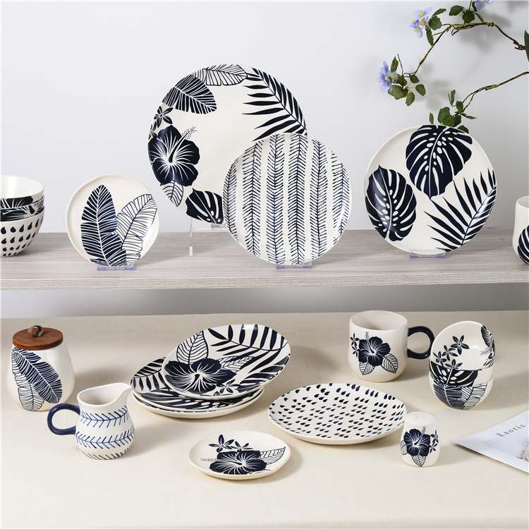 Blue ceramic tableware set series