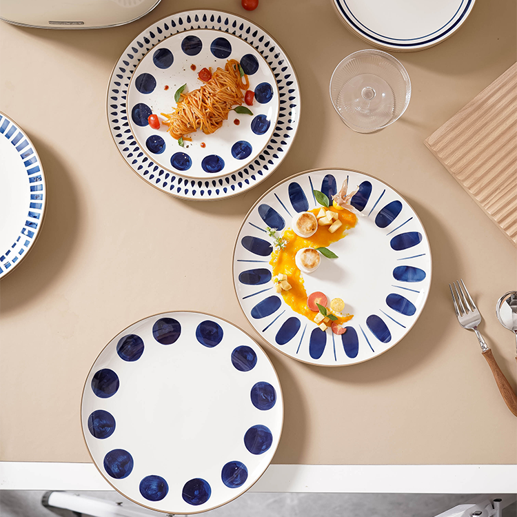 Japanese-style ceramic plates of various sizes