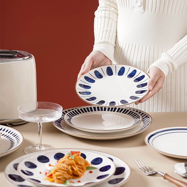 Japanese-style ceramic plates of various sizes