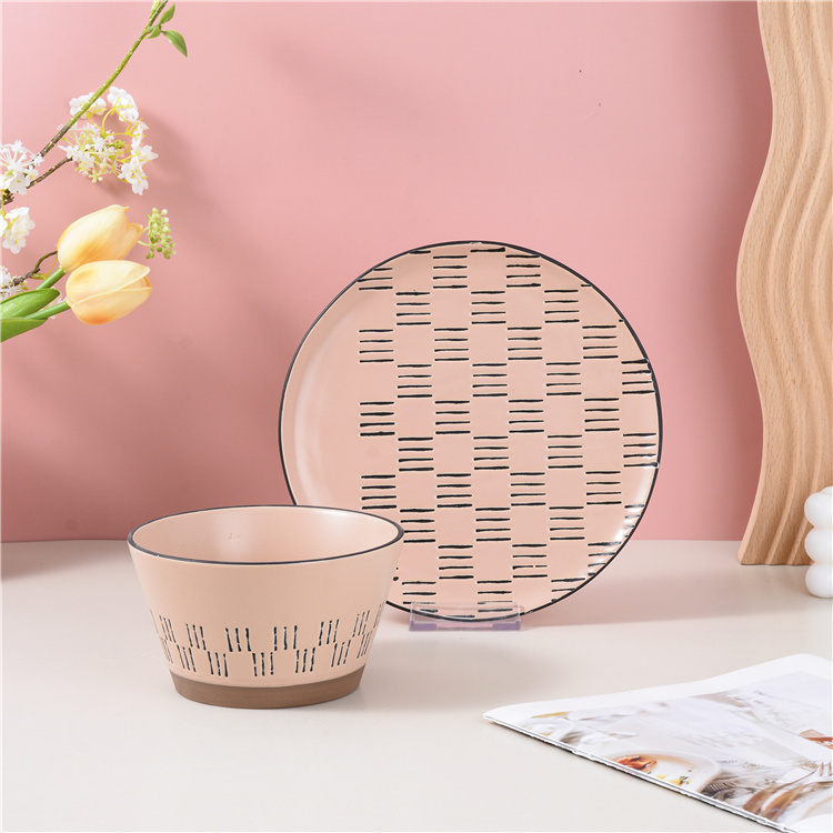 Pink ceramic tableware set