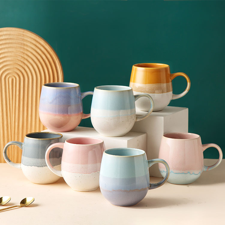 Coarse earthenware colored glaze mug