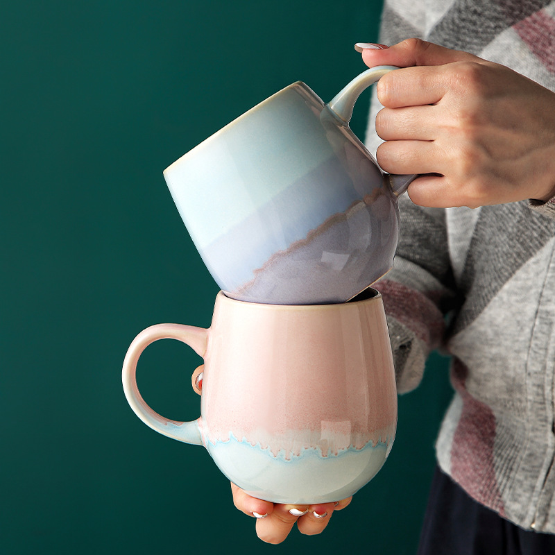 Coarse earthenware colored glaze mug