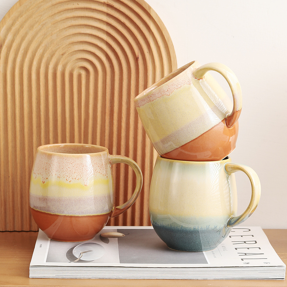 Coarse earthenware colored glaze mug