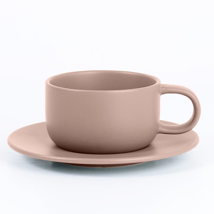 Ceramic solid-color coffee cups, saucers and mug series