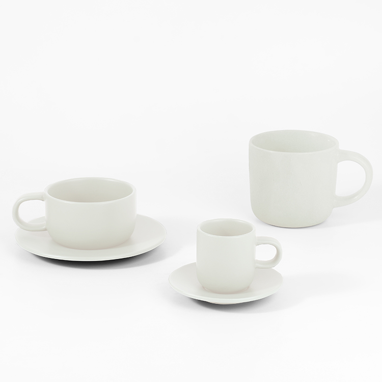 Ceramic solid-color coffee cups, saucers and mug series