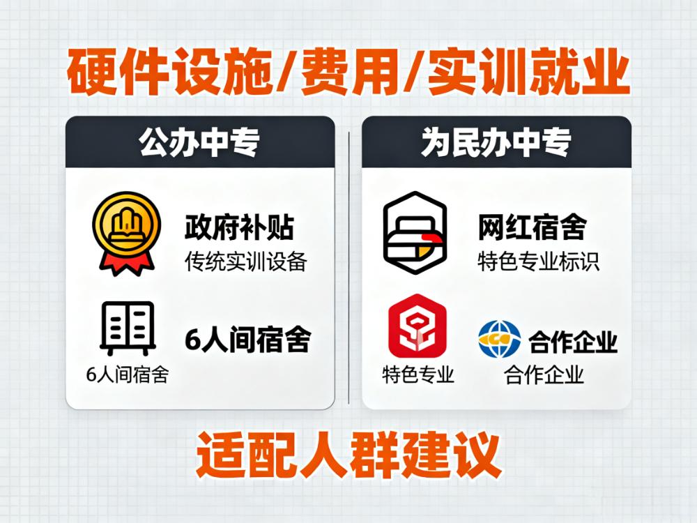 河南公办 vs 民办中专校园环境...