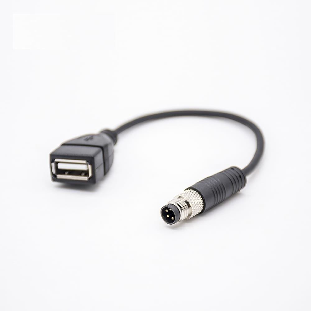 M8 Male Straight to USB Overmolded Cable