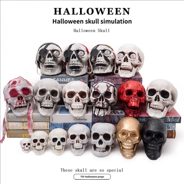Halloween props: Life-sized skull simulation model, human skull horror scene display items
