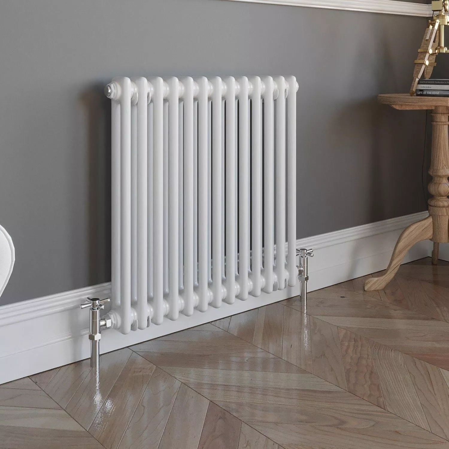 HUICHAN Traditional Colosseum Horizontal Double Bar Column Radiator 600 x 605mm White