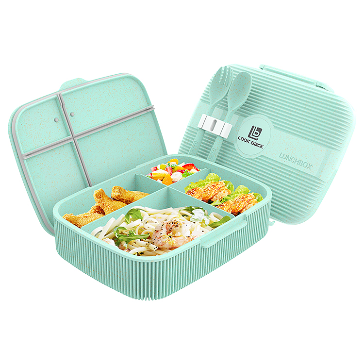 4 Seperate Compartments Leakproof Bento Box